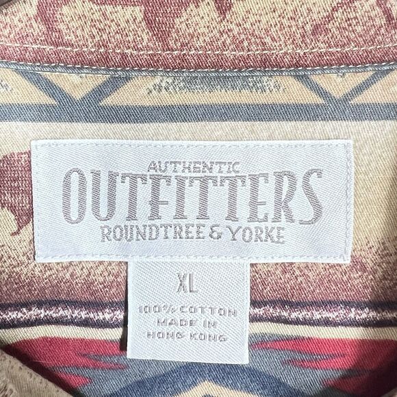 OUTFITTERS ROUNDTREE & YORKE Shirt AZTEC Southwestern Buffalos All Over Men’s XL - Picture 11 of 12